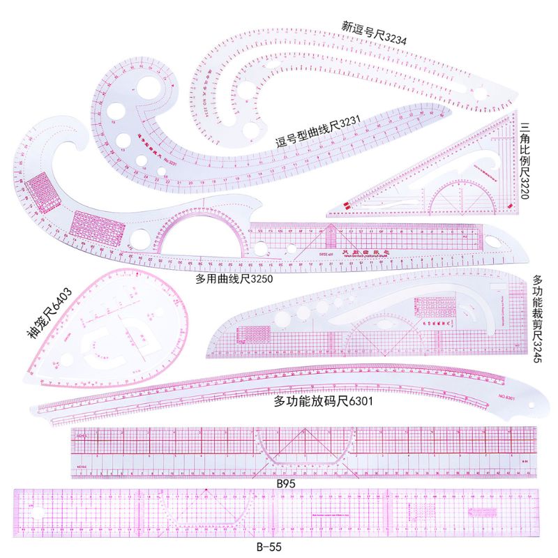 Ruler French Curve Cutting Rulers Yardstick Sewing Tools Measure Dressmaking Comma Line Straight Ruler Sewing Clothing Rulers: 5A29508