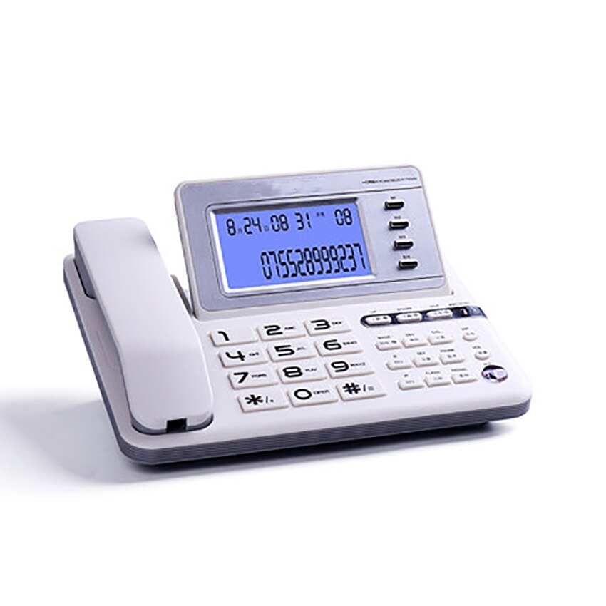 Blue Backlit Corded Phone Landline with Caller ID, R Key Transfer, Do Not Disturb, Alarms Setting, Dual Systems, for Home Office