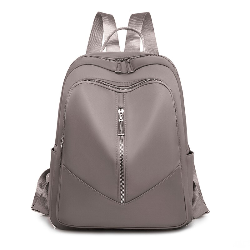 Double Zipper Ladies Anti Theft Backpack Oxford Cloth Women's Backpack Women Travel Bags Bolsos: Khaki