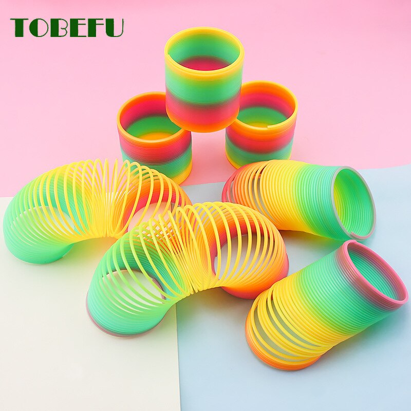 TOBEFU 1PC Rainbow Circle Funny Toys Early Development Educational Folding Plastic Spring Coil Children&#39;s Magical Toys