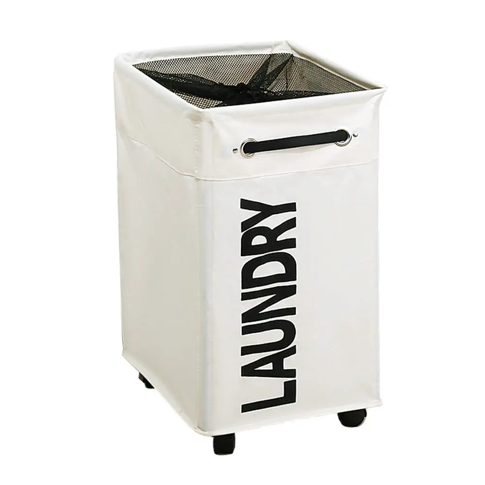 Rolling Laundry Hamper with wheels Waterproof and Collapsible Laundry Baskets For Clothes Toys Clothes Basket with Mesh Cover: Bronze