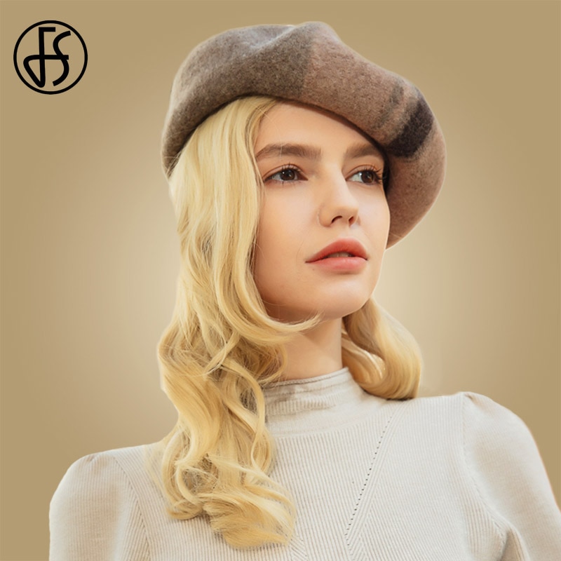 FS Vintage Wool French Beret Hats Ski Caps Womens Girls Winter Warm Cap Painter Hat Beanie Boinas Para Mujer