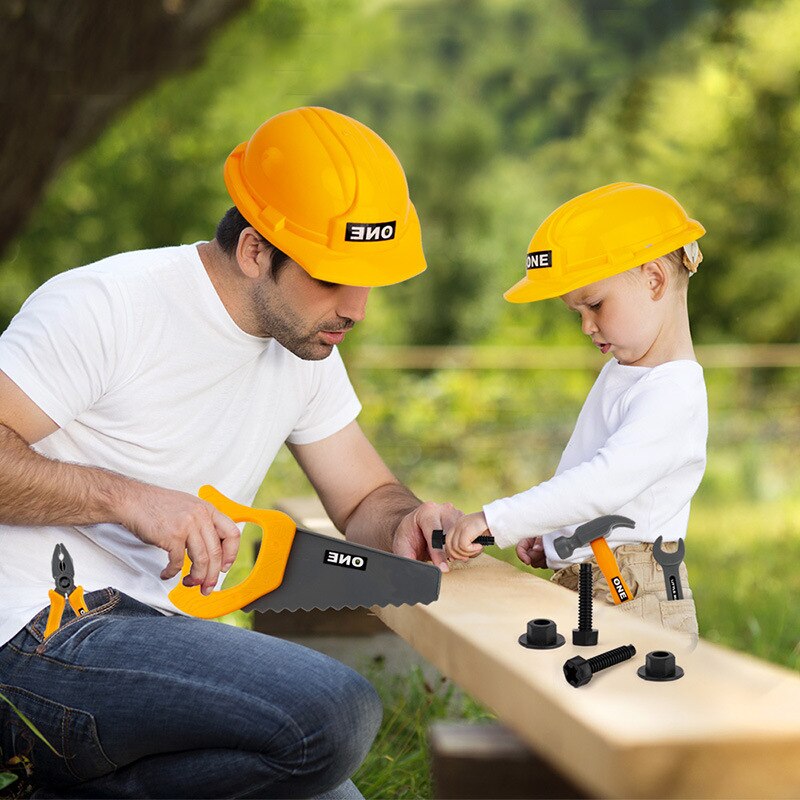 Pretend Play children&#39;s and boys&#39; play toys set simulation 15-piece maintenance tool simulation saw tweezers screwdriver