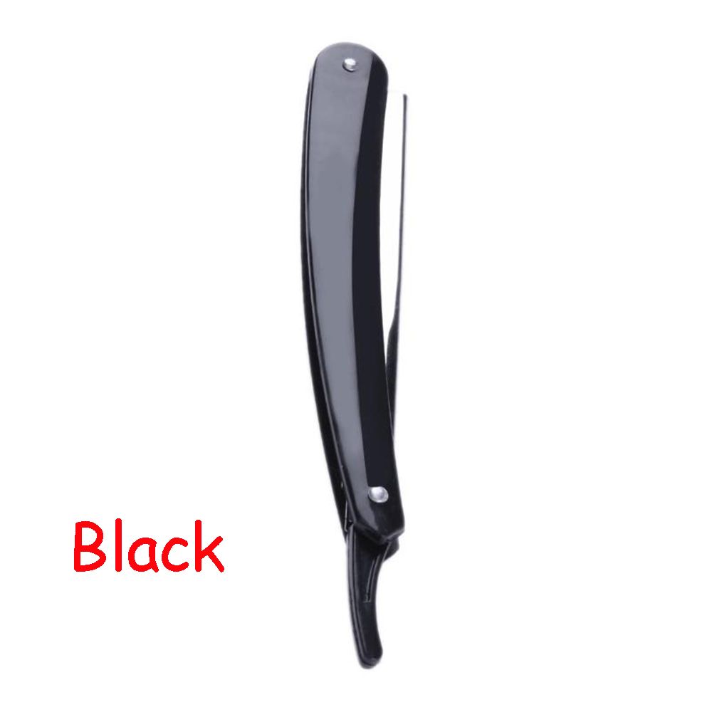 Shaving Razor Stainless Steel+Plastic Straight Edge Razor Barber Razor Folding Shaving Shave Beard Removal Cutter With Blade: black