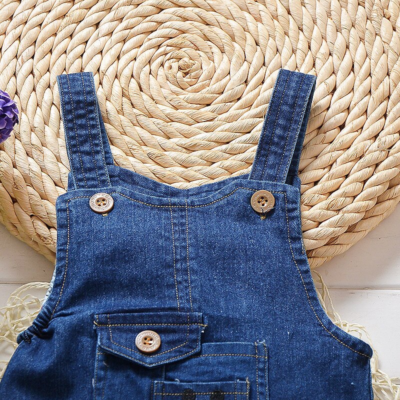 DIIMUU 1 2 3 Years Toddler Boys Long Pants Baby Denim Overalls Dungarees Kids Boy Jeans Jumpsuit Boys Bottoms Trousers Clothing