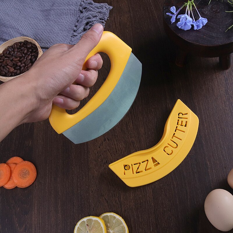 Pizza Cutter With Protective Cover Shaker Semi-circle Shaker Multi-purpose Food Chopper Knife Kit Cooking Baking Tools