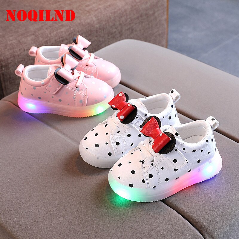 Kinderen Gloeiende Sneakers Kinderen Schoenen Mode Lente Herfst Meisjes Schoenen Met Led Licht Bowtie Jongens Sneakers 1 2 3 4 5 6 Jaar Oud