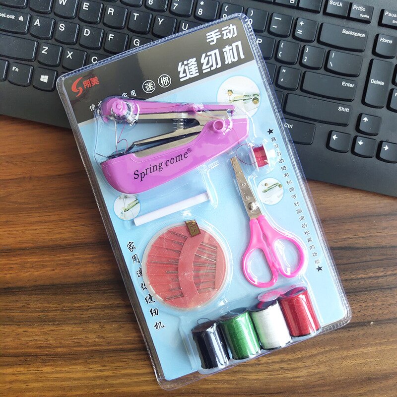 Portable Mini Manual Sewing Machine Travel Portable Sewing Tools Home Tailoring Machine Handy Needlework Tool Home Accessories: C