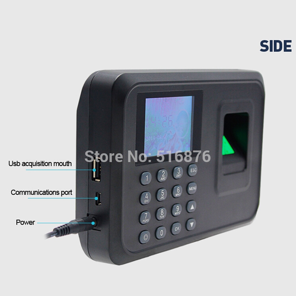 Biometric Fingerprint Time Attendance Time Clock Recorder Employee Digital Electronic Attendance Machine W/ Charger Adapter