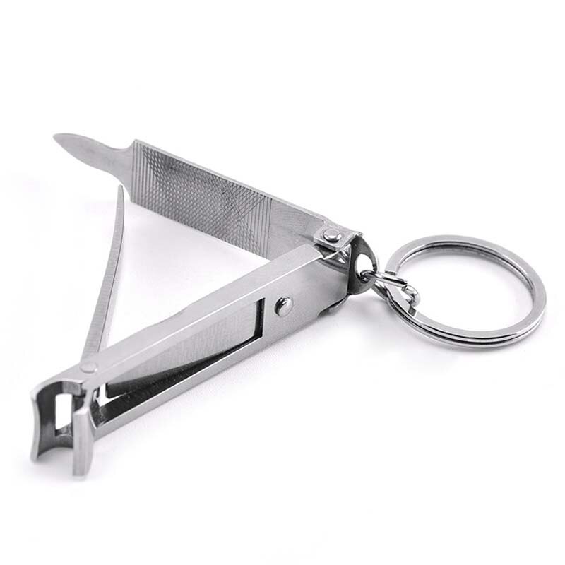 5 IN 1 Stainless Steel Ultra-thin Foldable Hand Toe Nail Clippers Cutter Trimmer Manicure Scissors With Free Nail File With Ring