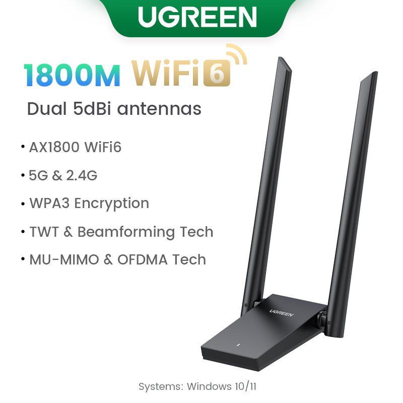Adattatore wifi ugreen  ax900 ax1800 ac1300 wifi 6/5 5 ghz e 2.4 ghz antenna dongle wifi usb per scheda di rete ethernet usb per computer desktop e laptop: Grigio