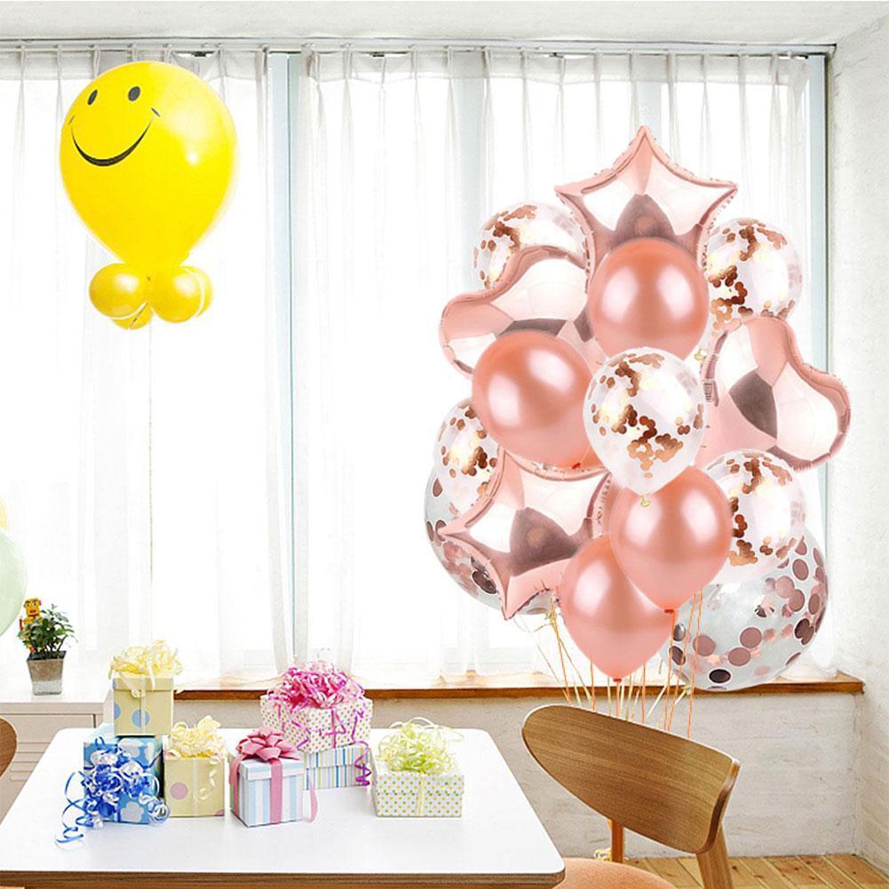 14 stk / sæt hjerte stjerne folie ballon konfetti latex balloner bryllup fødselsdagsfest tilbehør globos dekor forsyninger  r8 q 1