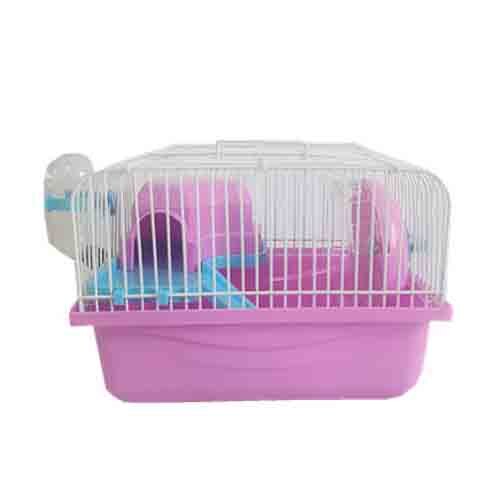 Pet bur hamster hytte med gjennomsiktig takvindu dobbeltlags hus for hamster golden hamster pet: Rosa -2