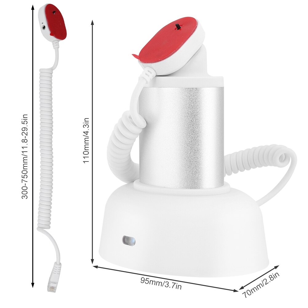 Soporte de pantalla antirrobo para teléfono móvil con alarma de seguridad y función de carga 110-240V