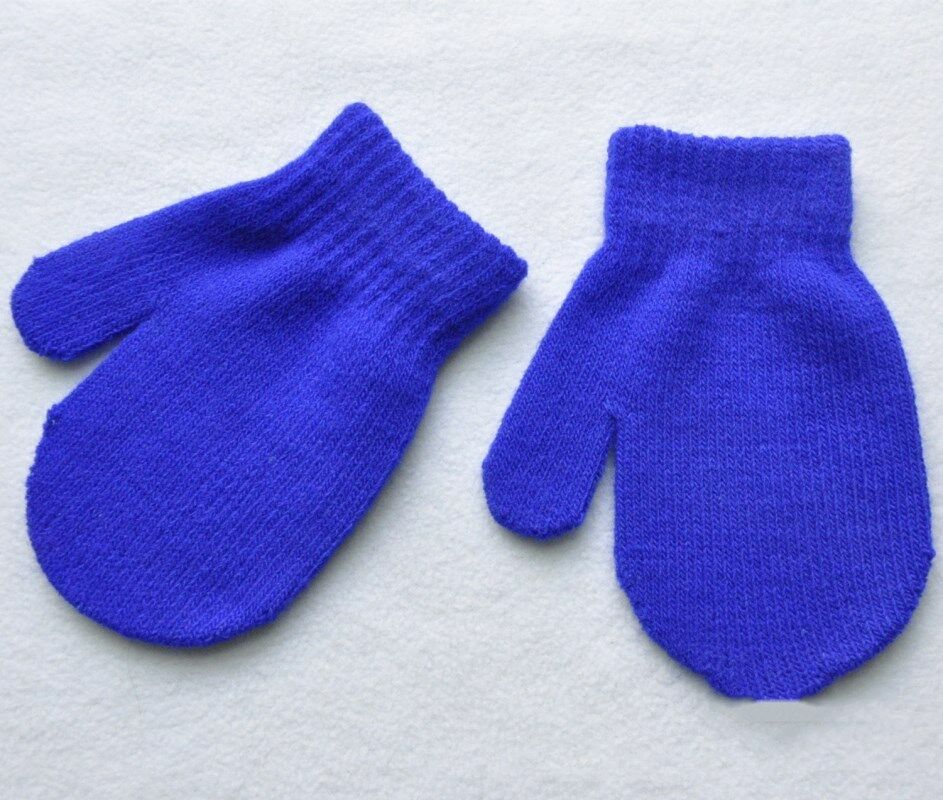 1 Pair Baby Candy Color Winter Warm Gloves Toddler Boys Girls Mittens Kids Gloves Child Accessories: Blue