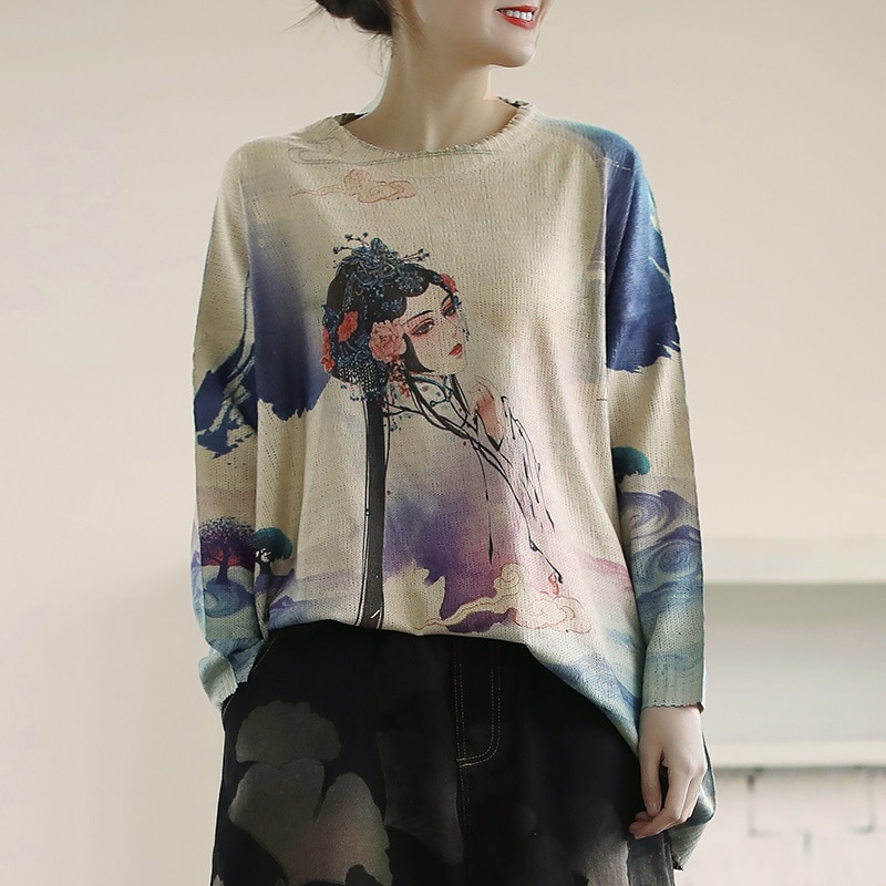 Vintage Blouse And Top Women Clothes Chinese Year Shirt Tang Suit Opera Print Chinese Style Clothing Women 10279