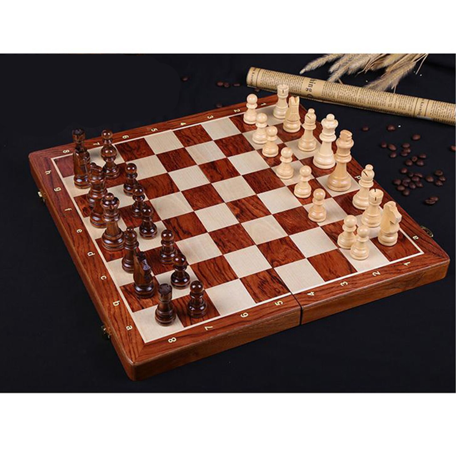 Large Chess Wooden Set Rosewood Folding Chessboard Pieces Wood Board