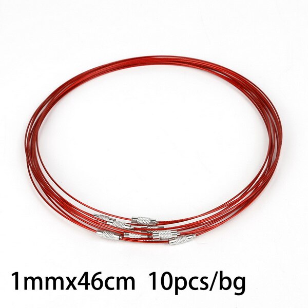 10 Stks/partij 46Cm Multicolor Gemengde Zilver Kleur Rvs Schroef Choker Ketting Draad Snoer Voor Diy Kettingen Craft Sieraden: Red