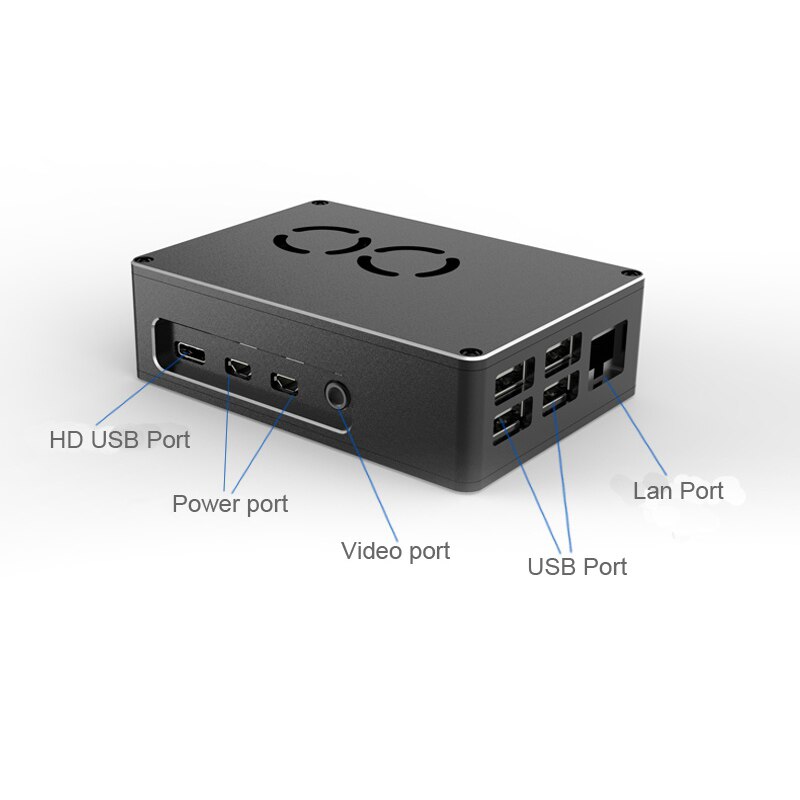 Neueste Himbeere Pi 4 Aluminium fallen Metall Hülse Schwarz Kasten Gehäbenutzen mit Dual Fan Optional