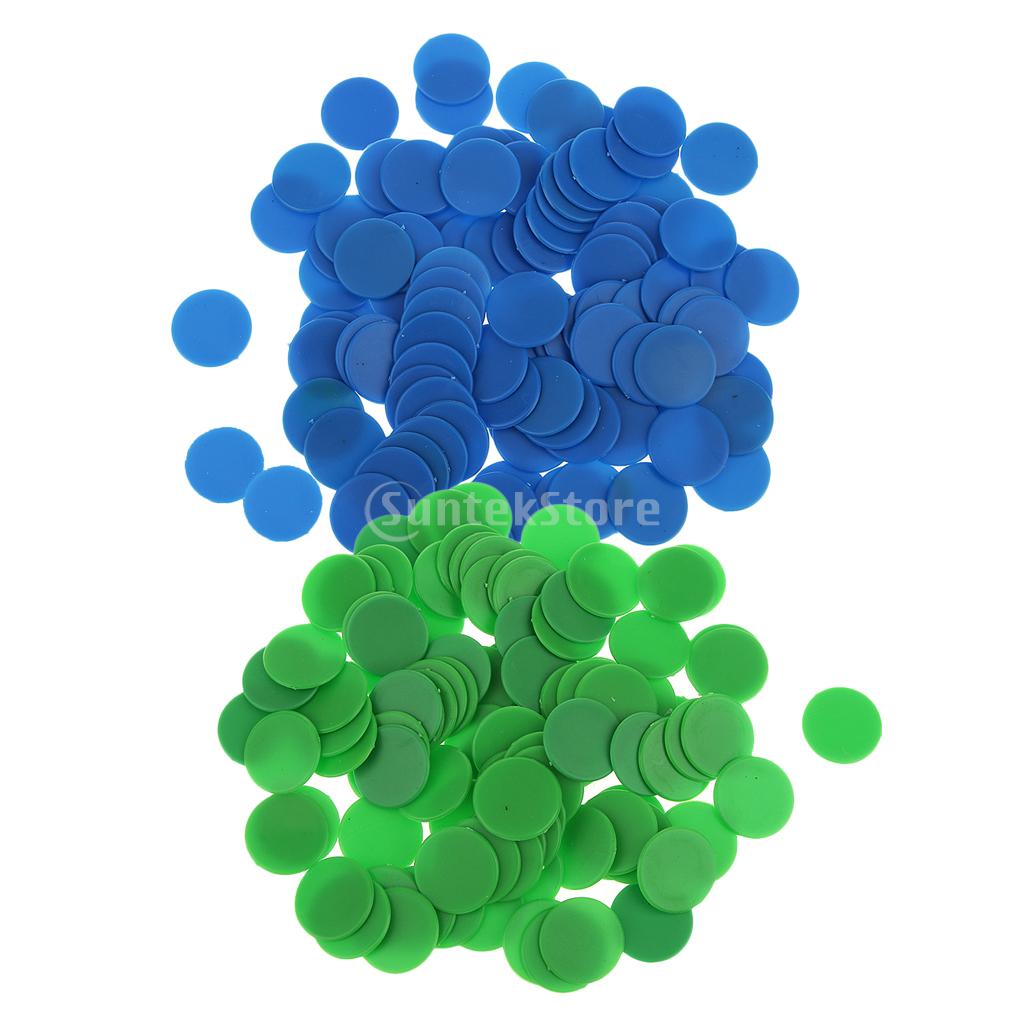 Pack of 200 Plastic Board Game Counters Games Chip Kids Numeracy Teaching Toy: Blue Green