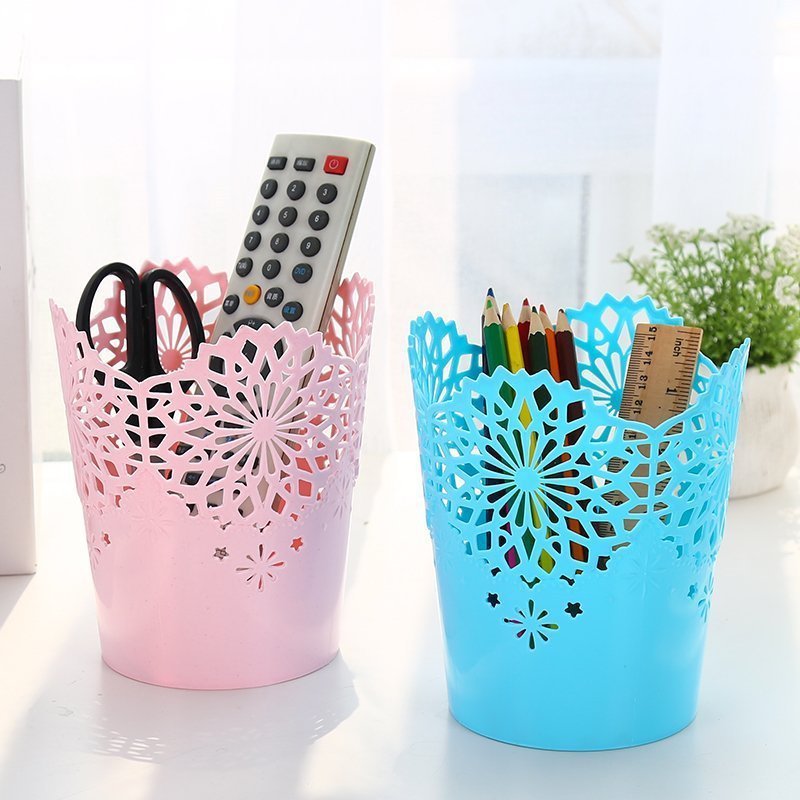 Portalápices de flores huecas, organizador de oficina, papelería, portalápices, caja de barriles de almacenamiento, soporte para brochas de maquillaje