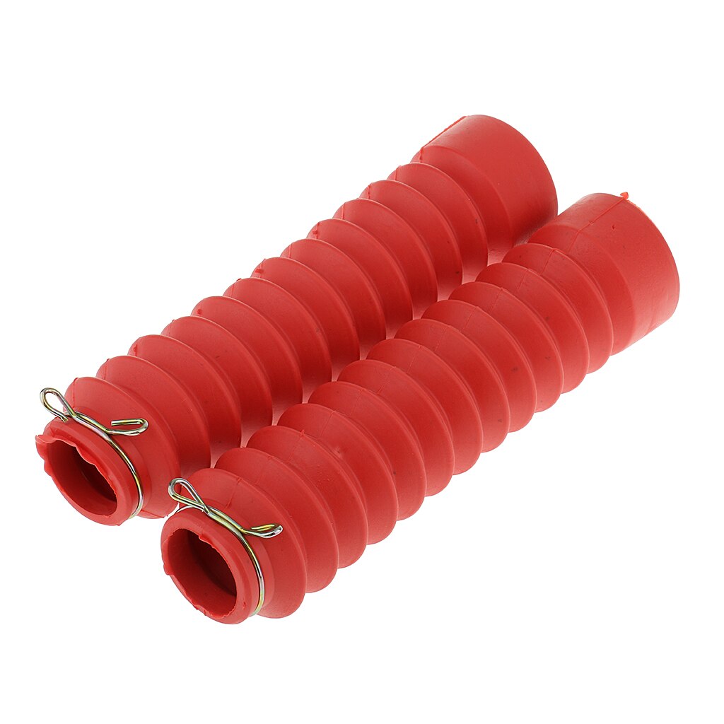 1 Pair Long 210mm Soft Rubber Front Fork Covers Gaiters Boots - Red