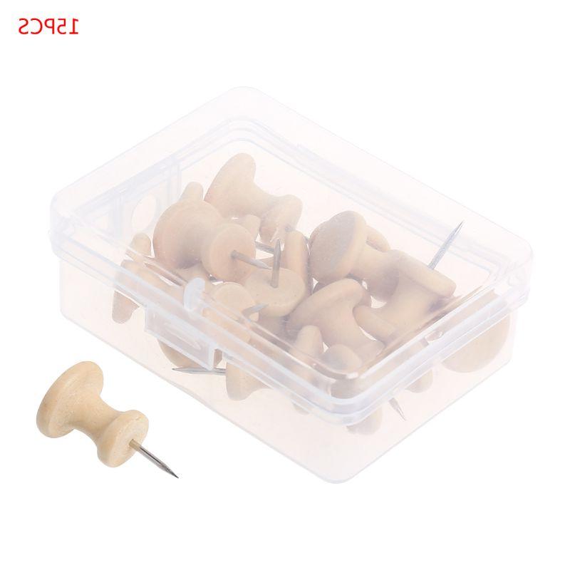 15Pcs Nautral Kurk Houten Pushpins Punaise Board Pins Tekening Foto Muur Studs Kantoor Schoolbenodigdheden T3EB: Default Title