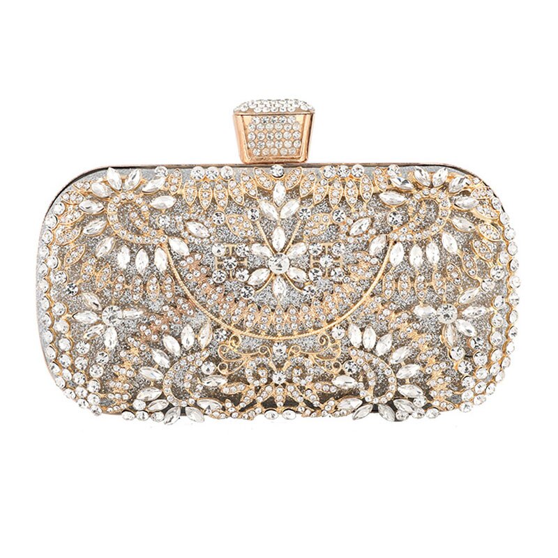 Diamant soirée pochette pour femmes sac à main de mariage chaîne sac à bandoulière petit sac à main avec poignée en métal ZD1397: Sliver