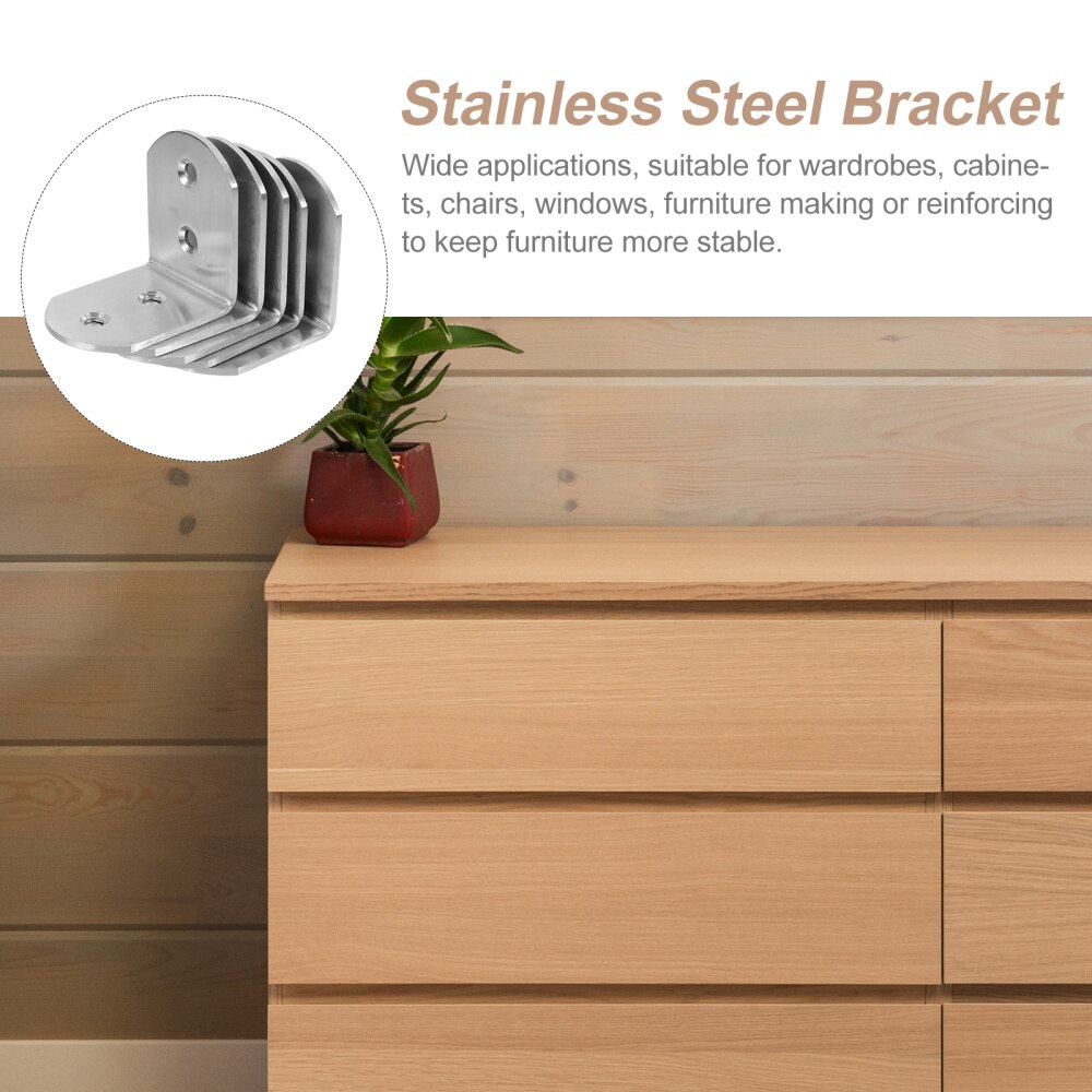 5pcs Thickened Stainless Steel Corner Angle Bracket Fixed Fittings (Silver)