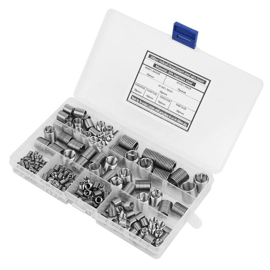 Gänginsats , 200 st 304 gänginsats i rostfritt stål  m3/m4/m5/m6/m8/m10/m12 aluminium invändig gänginsats för