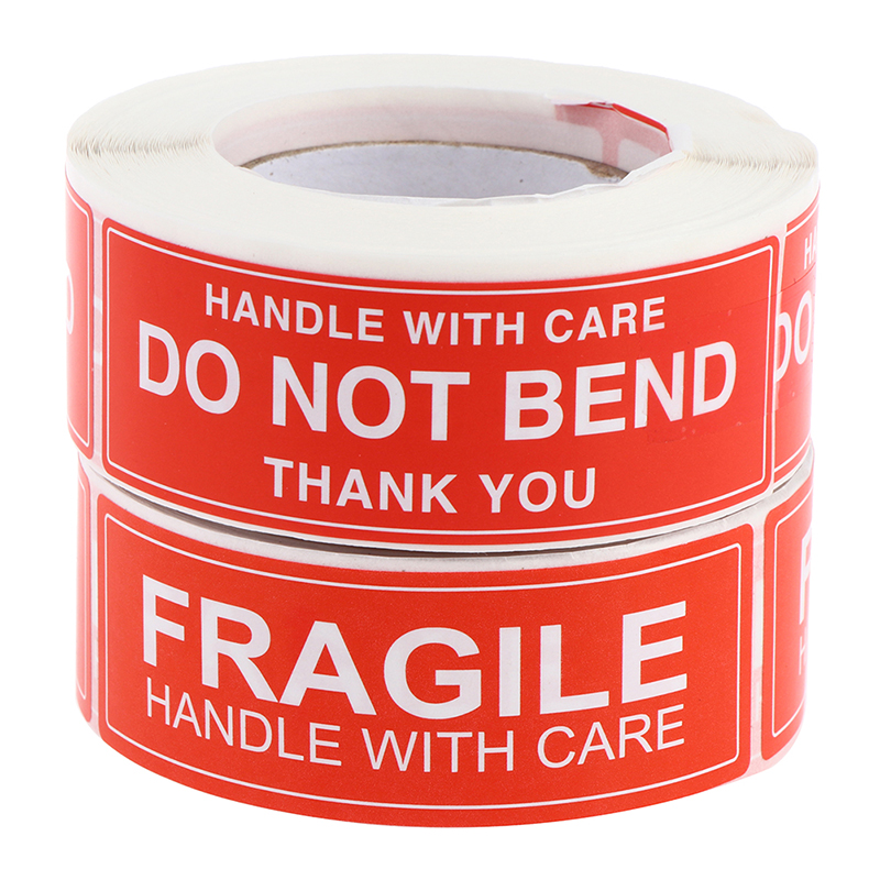 250 Fragile Stickers 1x3in Handle with Care Thank You 500 / Roll Warning Labels