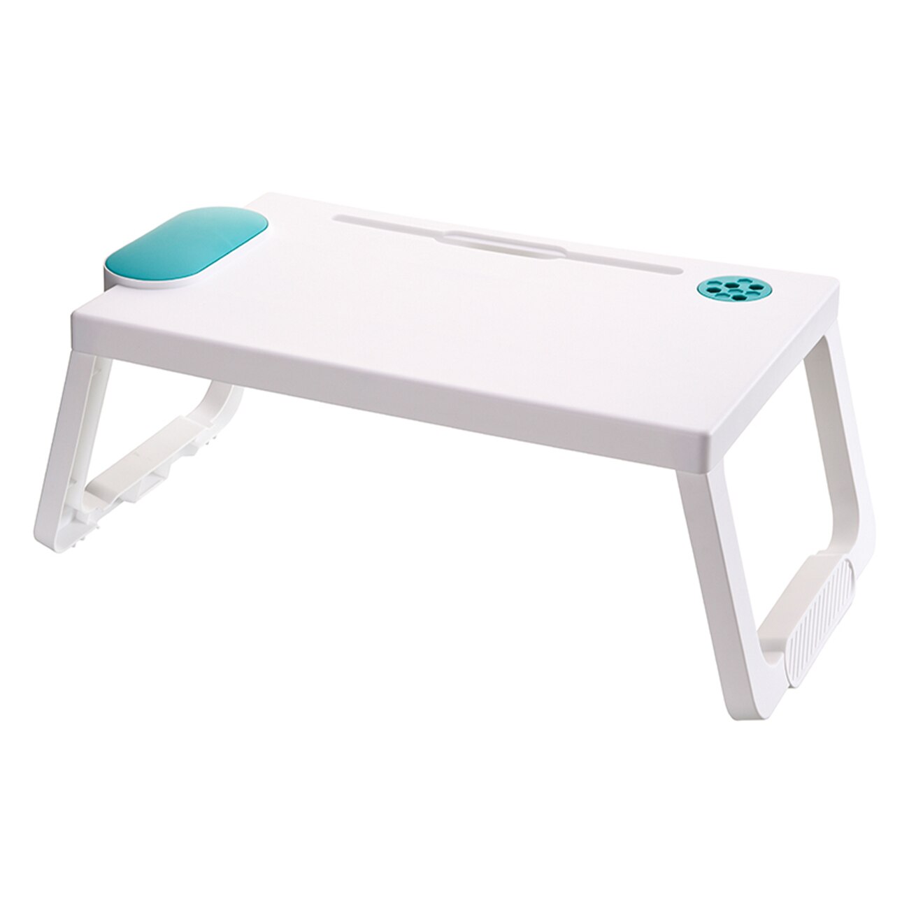 Multifunctional Folding Storage Computer Desk Study Table Plastic Foldable for Bed Sofa Tea Serving Table Computer Desk: bule and white