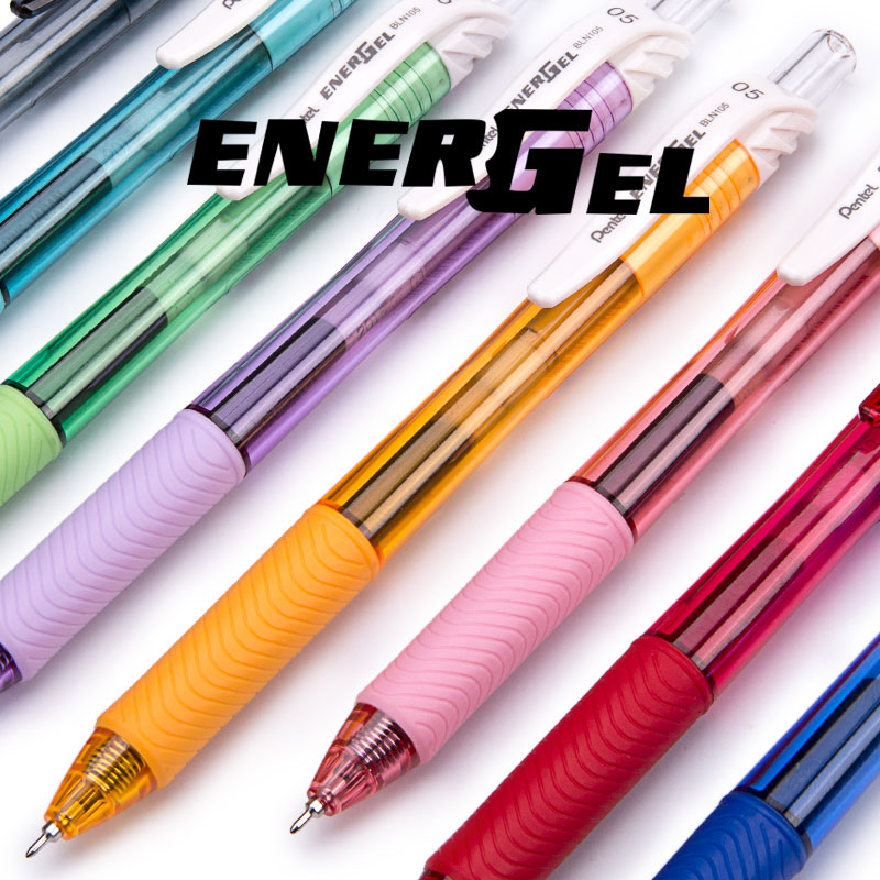 Bolígrafo de Gel líquido Pentel EnerGel BLN105, bolígrafo de secado rápido de 0,5mm, prensa Rollerball, punta de aguja de Metal, papelería escolar japonesa, 1 Uds.