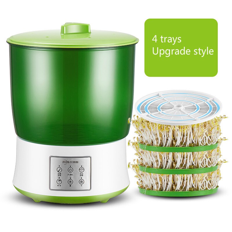 Bean sprouts machine household automatic raw bean sprouts intelligent bean sprouts bucket household machine small sprouting pot: 4 plates / EU