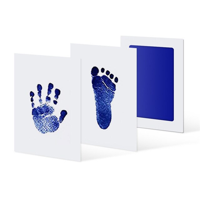 Baby Care Niet Giftig Baby Handafdruk Footprint Opdruk Kit Baby Souvenirs Casting Pasgeboren Voetafdruk Stempelkussen Baby Klei Speelgoed: blue