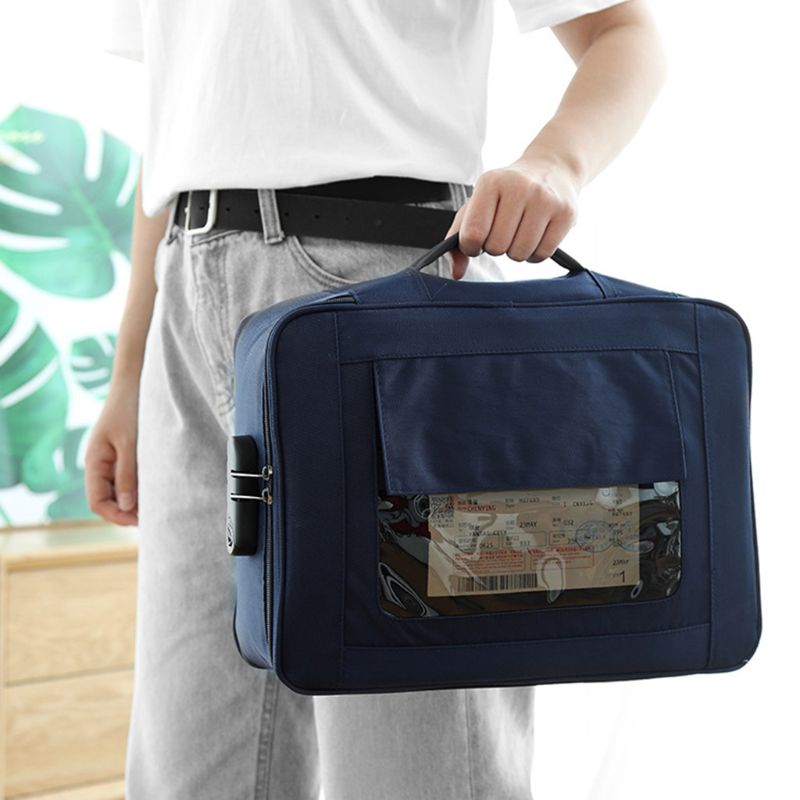 Visible Password Double Layer Files Bag Briefcase Document Pouch Business Travel M17F