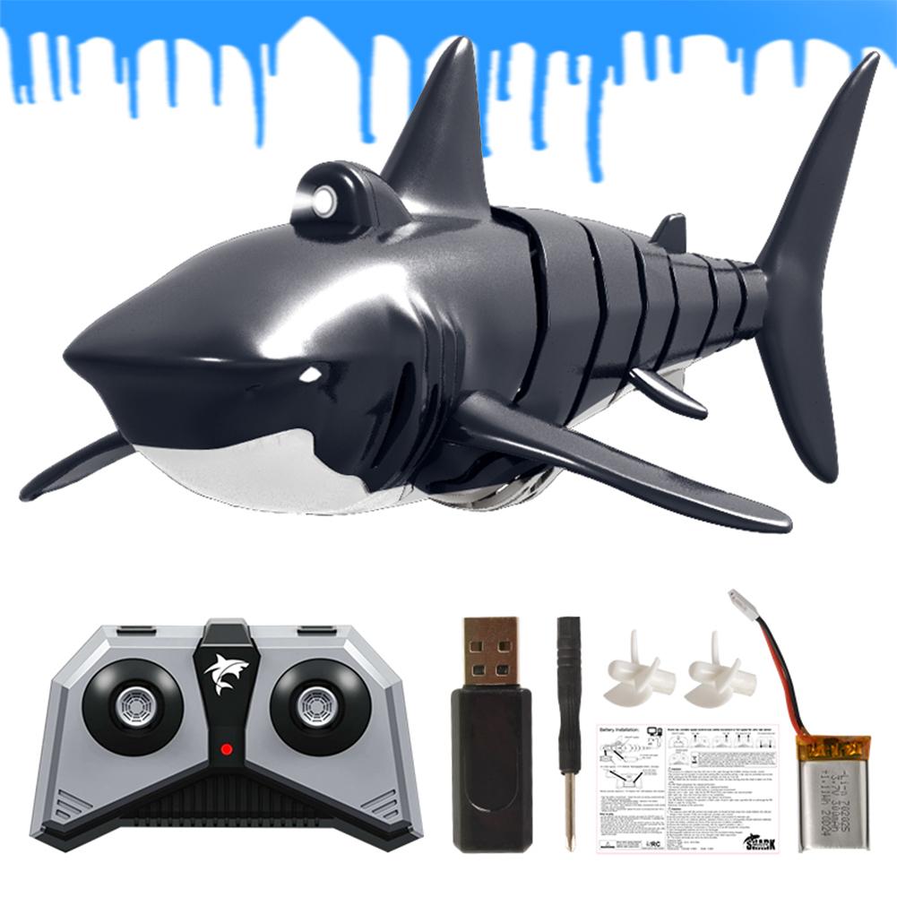2.4G Highly Gesimuleerde Afstandsbediening Haai Boot Speelgoed Usb Opladen Voor Zwembad Badkamer Funny Speelgoed Rc Speelgoed: black