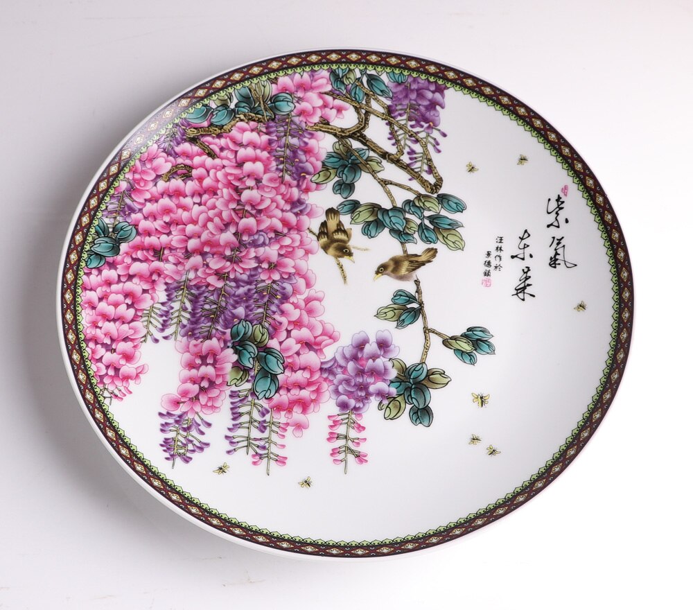 plato para colgar de cerámica de estilo chino Placa de reconocimiento de Arte de porcelana para Living Room Hotel