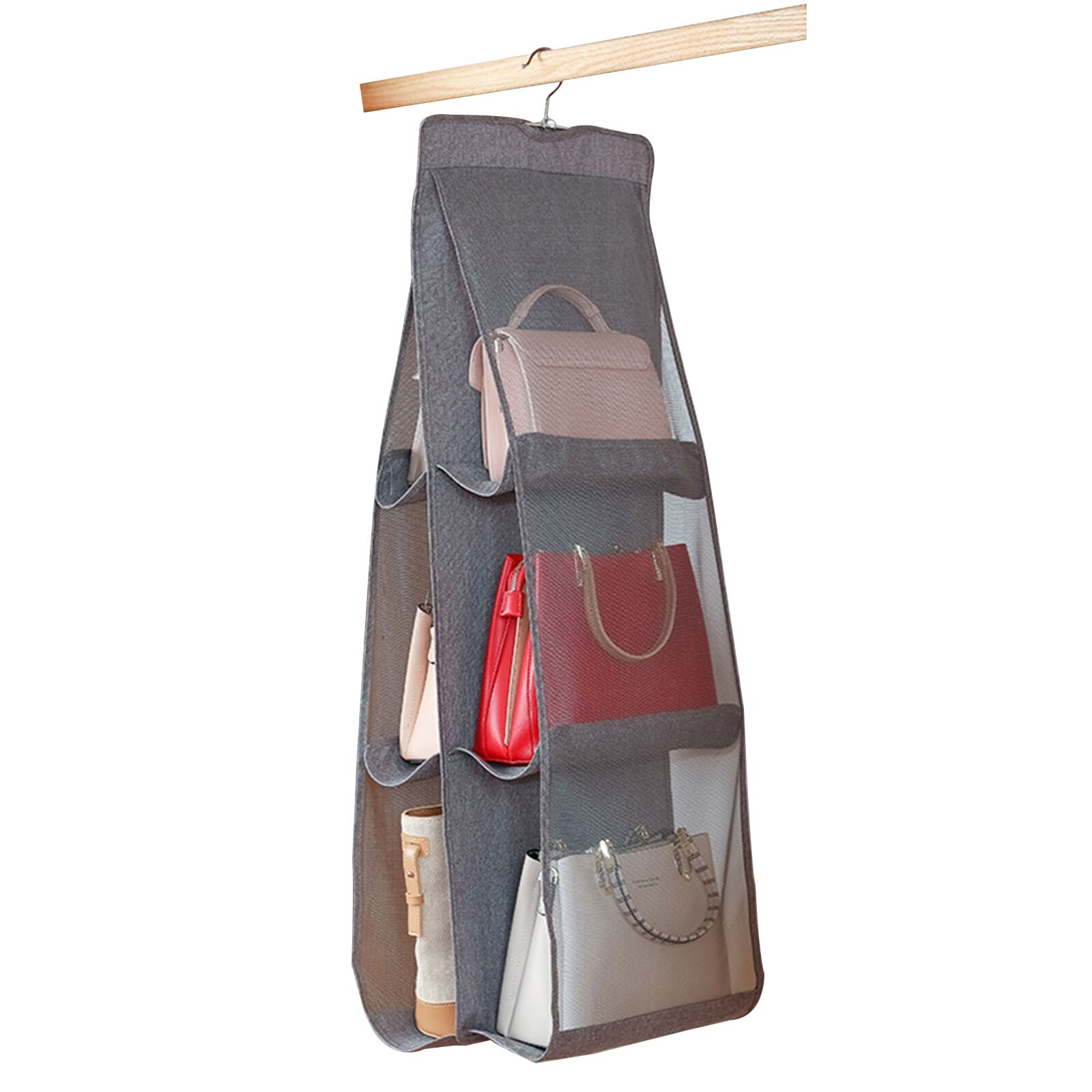 Handtas Opslag Opknoping Tas Met Multi-Layer Grote Capaciteit Transparante Raster Geventileerde Accessoire Stijl