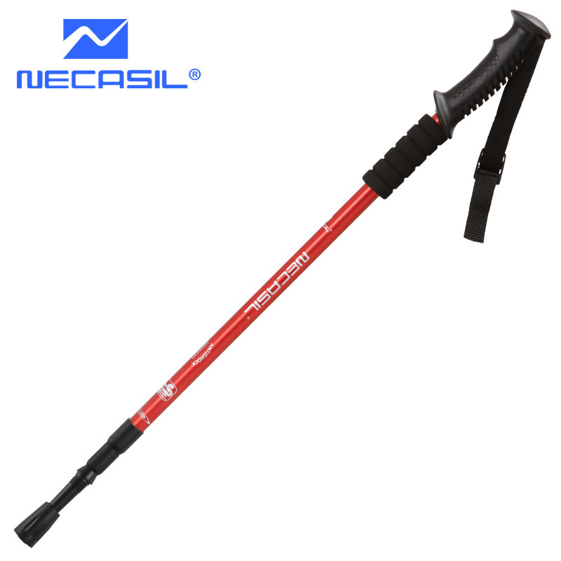 Outdoor Camping Walking Stick Telescopic Hiking Stick Aluminum Foldable Hiking Poles Outdoor Accessories For Trekking Camping: Red