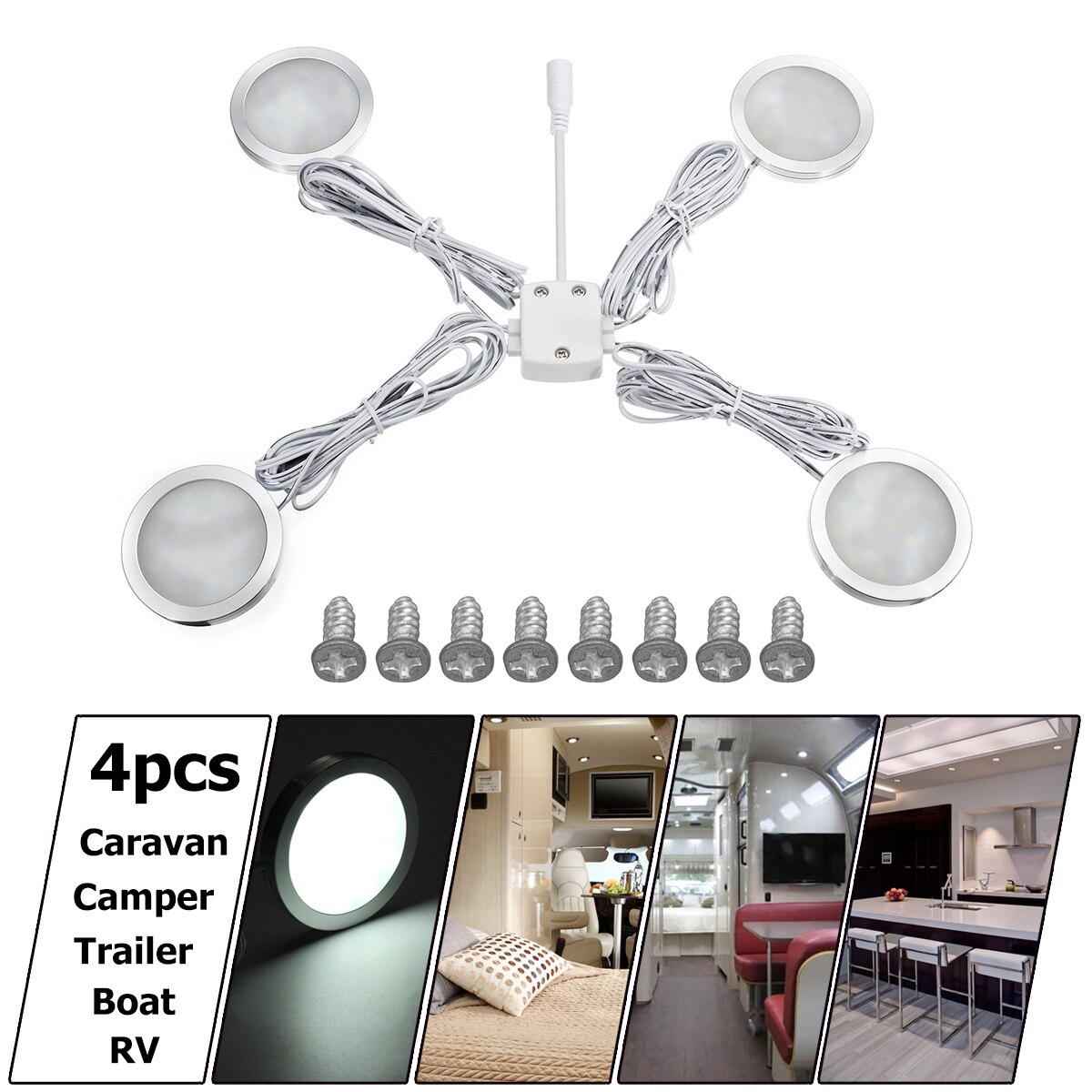 12V 2W LED Wall Lamps Ceiling Down Lights Round Cabinet Lights For Hotel Kitchen RV Caravan Boat Motorhome