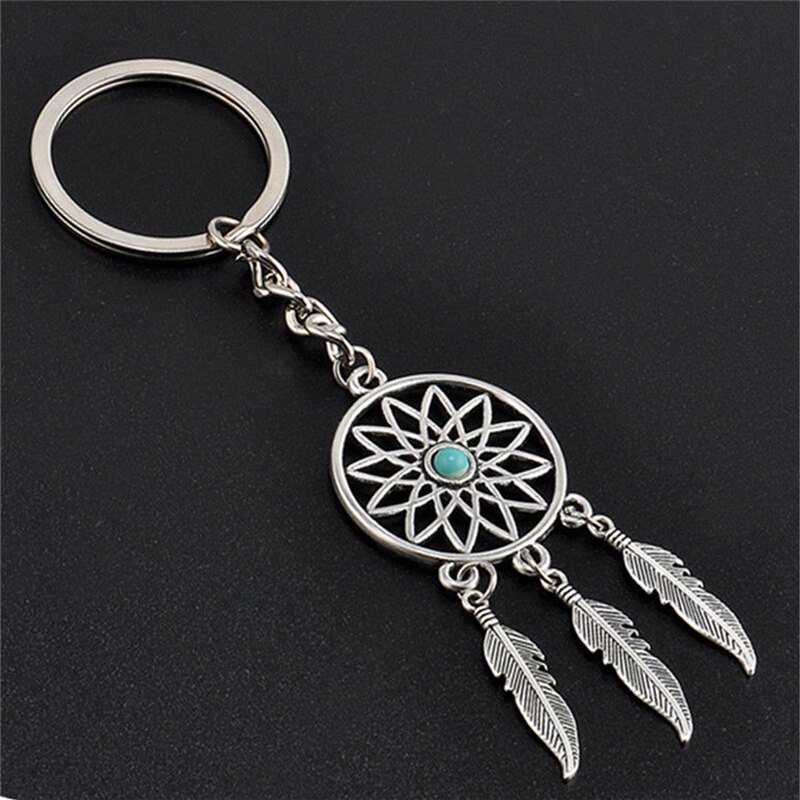 Dream Catcher Tone Key Chain Silver Ring Feather Tassels Keyring Toy Keychain For