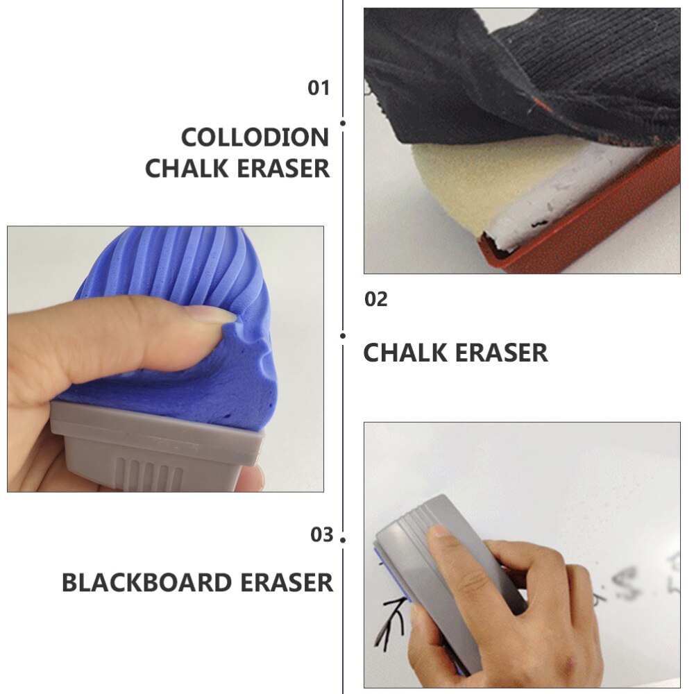 2Pcs Blackboard Eraser Collodion Chalk Eraser Versatile Chalk Cleaner Tool