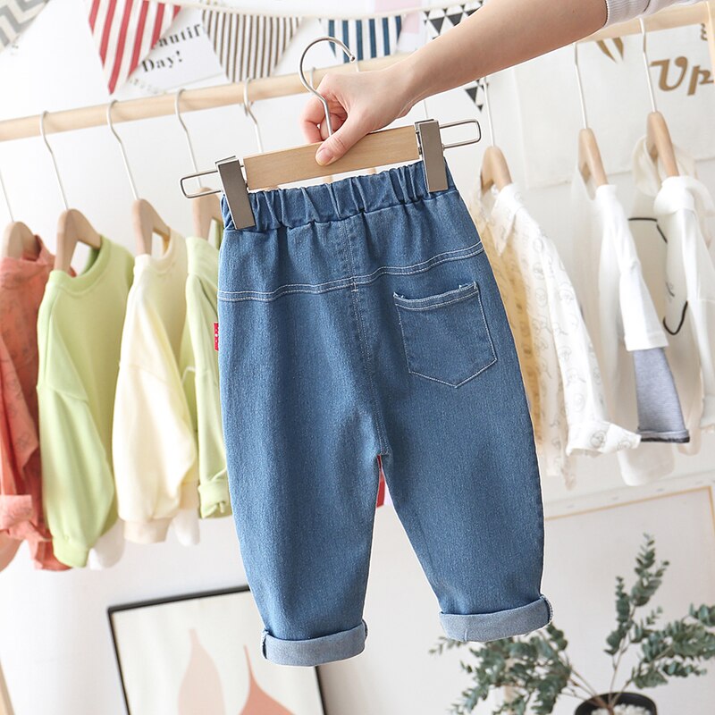 Baby Boys Girl Light-colored Jeans Kids Monogrammed Jeans Children Denim Pants