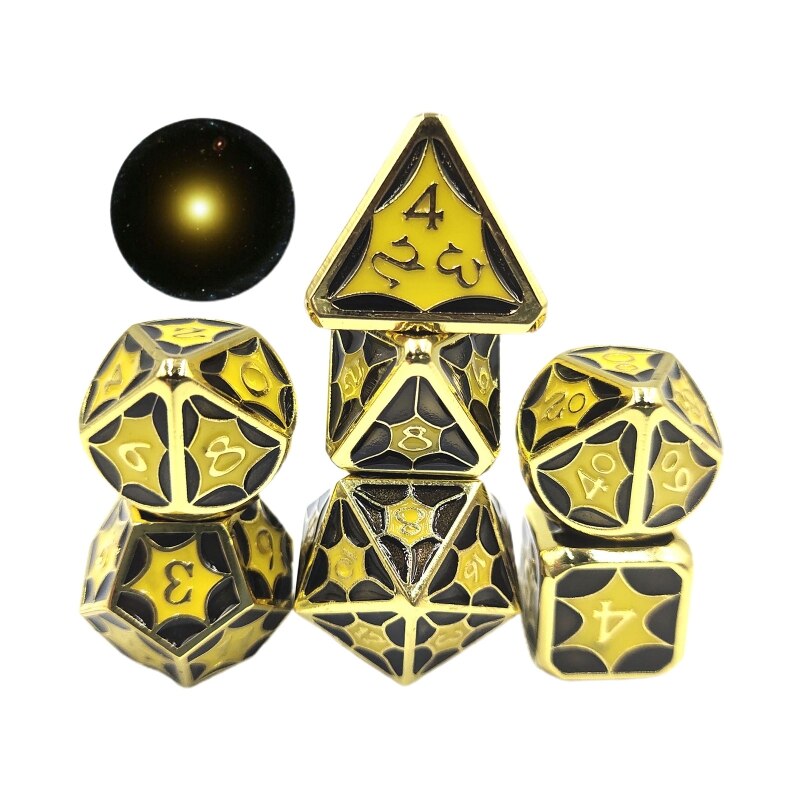 7 st / set legerat metall polyhedral tärningar  d20 d12 d10 d8 d6 d4 för dnd rpg mtg tabl  m68d: B