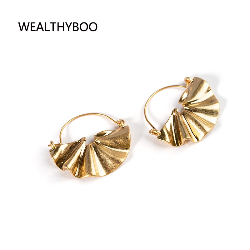Fan Metal Earrings for Women Jewelry dangle Earrings Bohemia White/Golden fans Earring