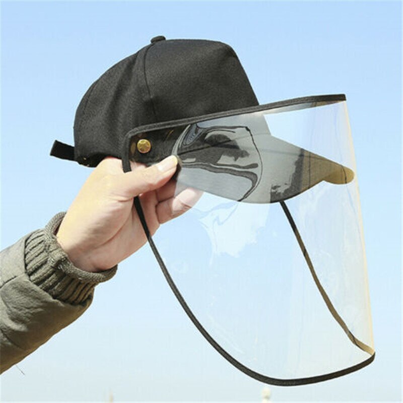 Peaked Hat w/ Protective Clear Shield Outdoor Saliva-proof Dust-proof Sun Visor Cap+Protective Clear Masks Face Shield Outdoor: A2