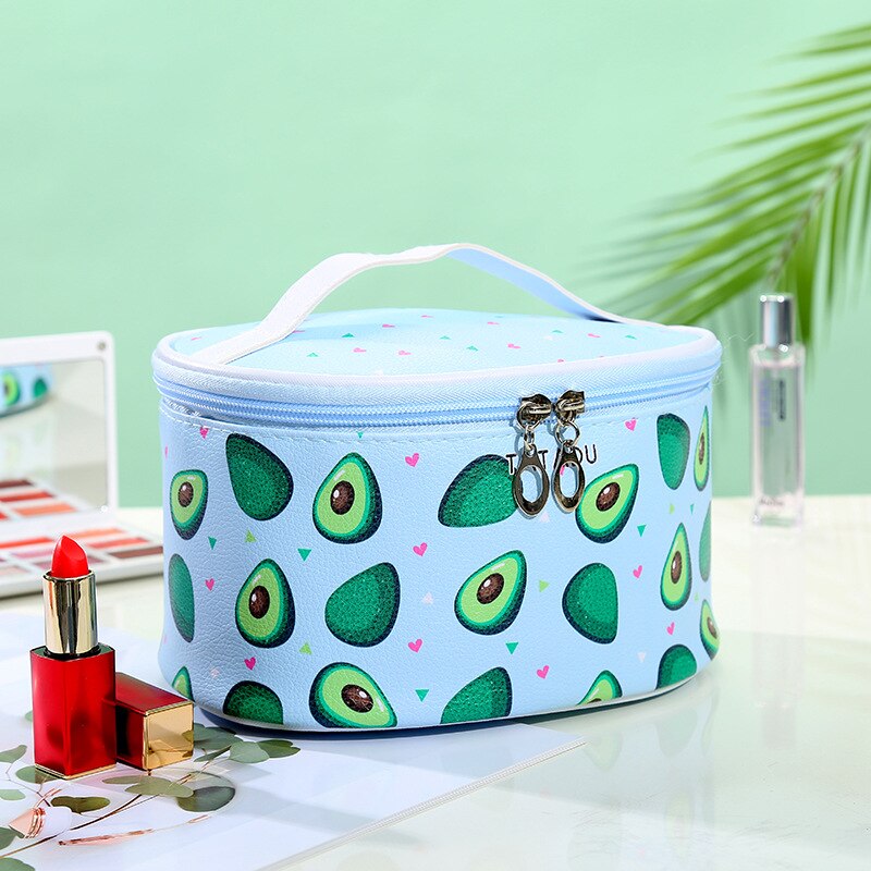 Rits Reizen Avocado 'S Patroon Cosmetische Tas Voor Vrouwen Make Up Box Draagbare Vrouwelijke Make-Up Tas Organizer Beauty Toilettas Kit Case: Blue