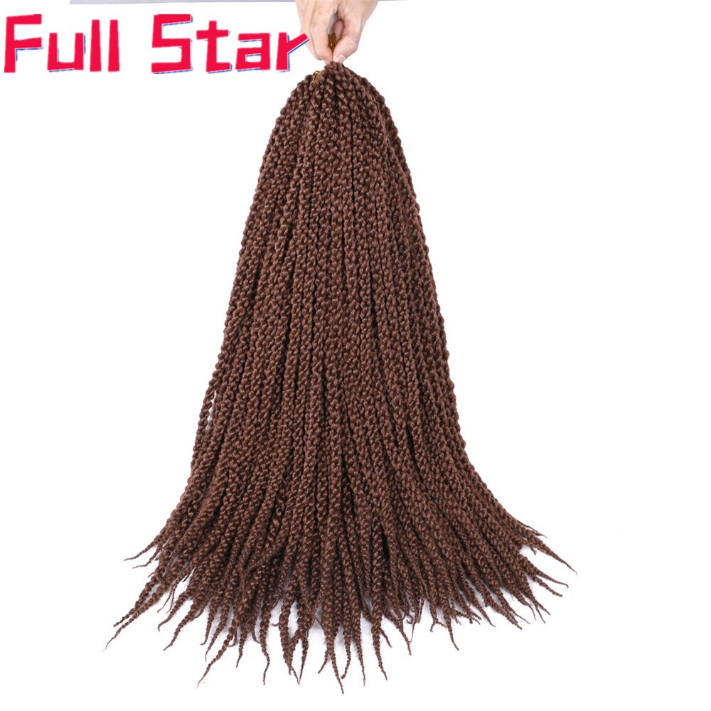 Full Star-extensiones de cabello para mujer, 22 ", 3D Cubic Twist, trenzas de ganchillo, 12 hebras, degradado, insecto negro, pelo trenzado sintético: #30