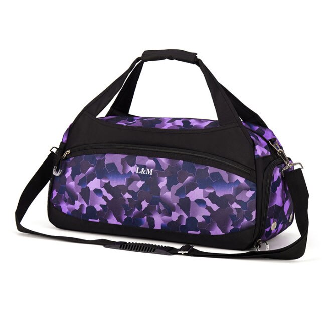 Waterproof Men Travel Handbag Large Capacity Women multi-function Luggage Travel Duffle Bags Large Shoulder Bag: Camo Purple